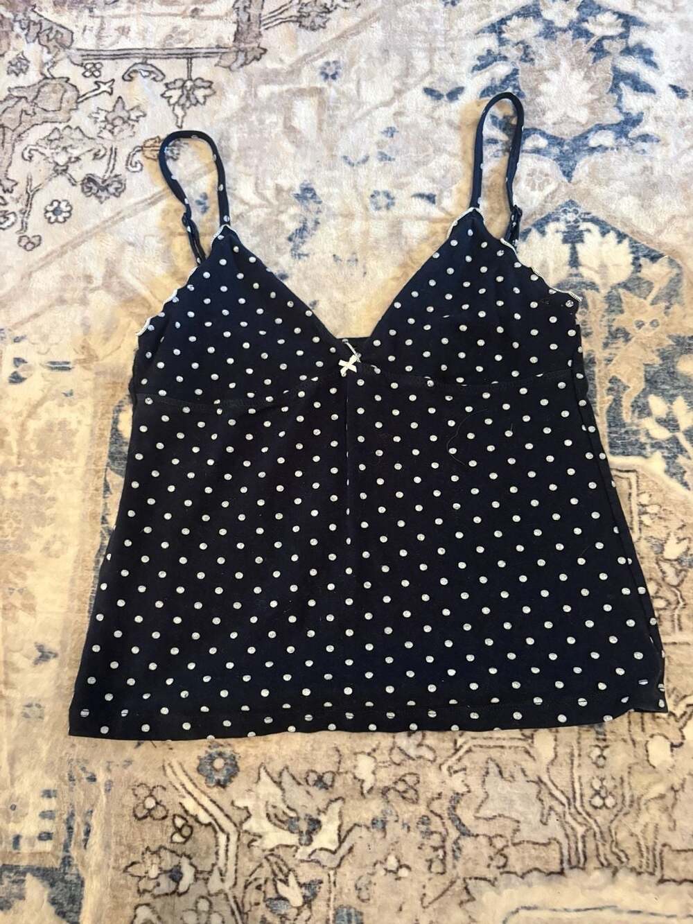 John Galt Polka Dot Edith Tank Top Black White
